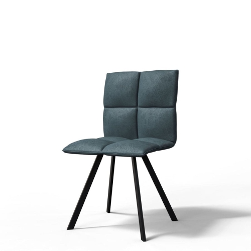 LeisureMod Wesley Modern Leather Dining Chairs Armless Chairs with Metal Legs