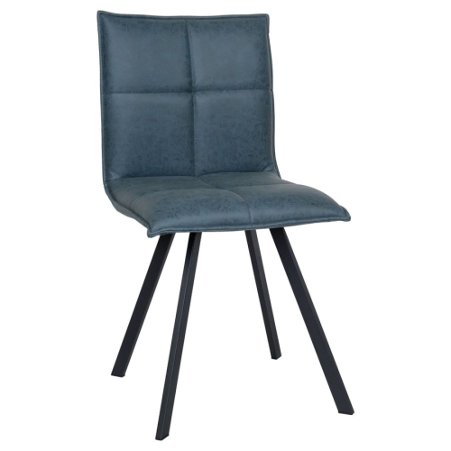 LeisureMod Wesley Modern Leather Dining Chairs Armless Chairs with Metal Legs