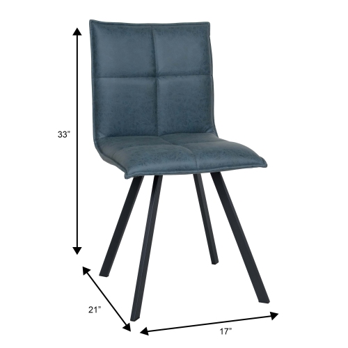 LeisureMod Wesley Modern Leather Dining Chairs Armless Chairs with Metal Legs