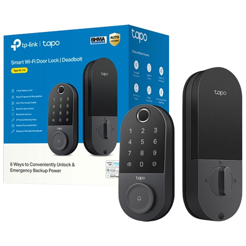 Serrure intelligente Wi-Fi à pêne dormant avec pavé numérique Tapo de TP-Link - Noir