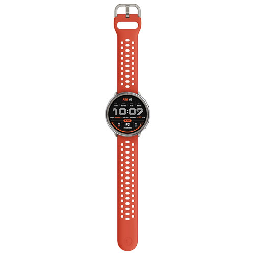 Montre intelligente Active 2 de 44 mm d'Amazfit avec moniteur de fréquence cardiaque - Rouge