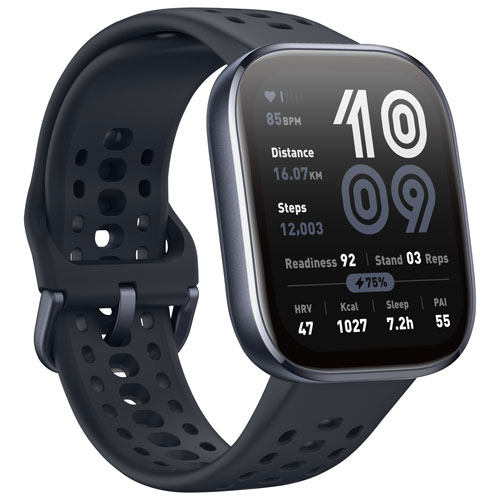 Montre intelligente Bip 6 de 50 mm d'Amazfit avec moniteur de fréquence cardiaque - Noir