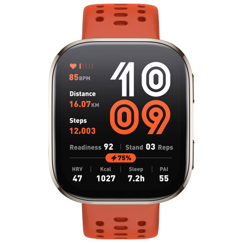 Montre intelligente Bip 6 de 50 mm d'Amazfit avec moniteur de fréquence cardiaque - Rouge