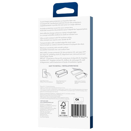 Insignia Glass Screen Protector with Camera Lens Protectors for iPhone 17 Pro Max - 3 Pack - Only at Best Buy