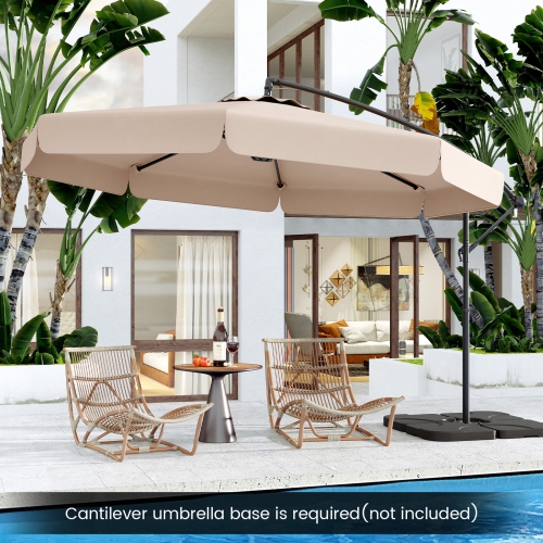 Gymax 10FT Offset Hanging Umbrella Patio Cantilever Umbrella w/ Easy Tilt Adjustment