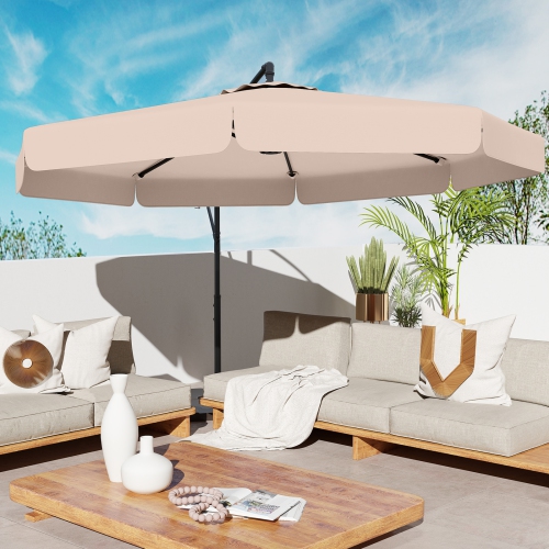 Gymax 10FT Offset Hanging Umbrella Patio Cantilever Umbrella w/ Easy Tilt Adjustment