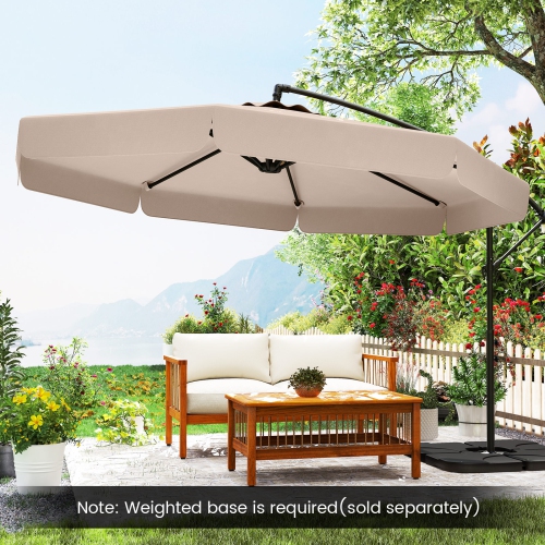 Gymax 10FT Offset Hanging Umbrella Patio Cantilever Umbrella w/ Easy Tilt Adjustment