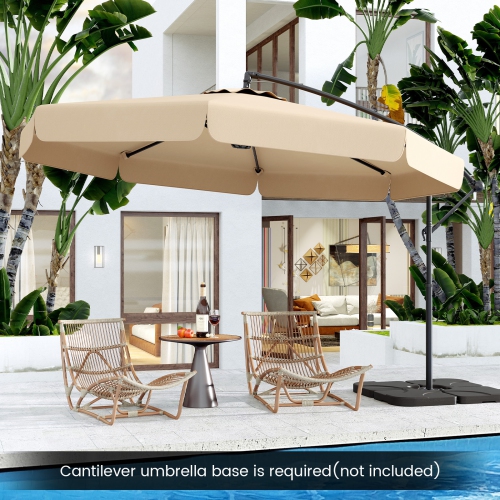 Gymax 10FT Offset Hanging Umbrella Patio Cantilever Umbrella w/ Easy Tilt Adjustment