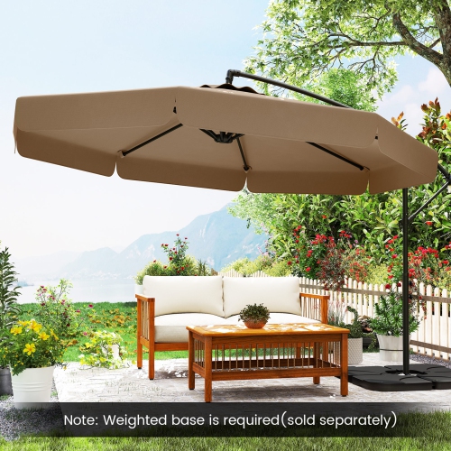 Gymax 10FT Offset Hanging Umbrella Patio Cantilever Umbrella w/ Easy Tilt Adjustment