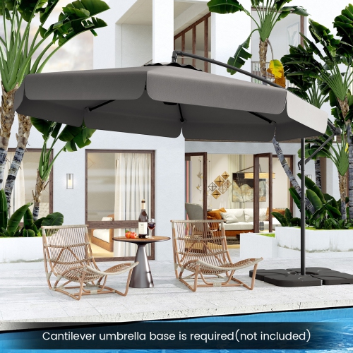 Gymax 10FT Offset Hanging Umbrella Patio Cantilever Umbrella w/ Easy Tilt Adjustment