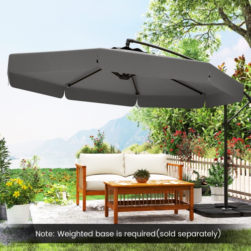 Gymax 10FT Offset Hanging Umbrella Patio Cantilever Umbrella w/ Easy Tilt Adjustment