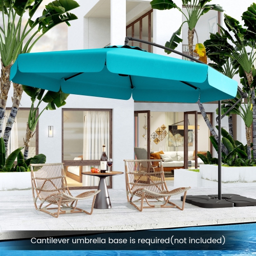 Gymax 10FT Offset Hanging Umbrella Patio Cantilever Umbrella w/ Easy Tilt Adjustment
