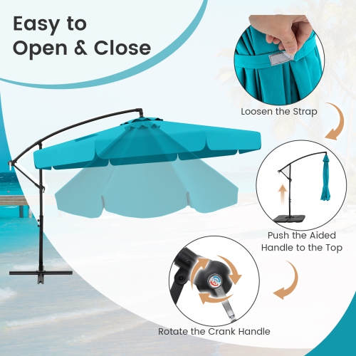 Gymax 10FT Offset Hanging Umbrella Patio Cantilever Umbrella w/ Easy Tilt Adjustment