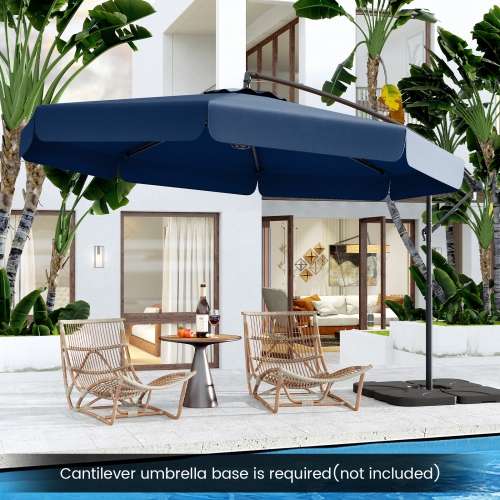 Gymax 10FT Offset Hanging Umbrella Patio Cantilever Umbrella w/ Easy Tilt Adjustment