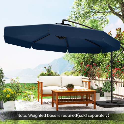 Gymax 10FT Offset Hanging Umbrella Patio Cantilever Umbrella w/ Easy Tilt Adjustment