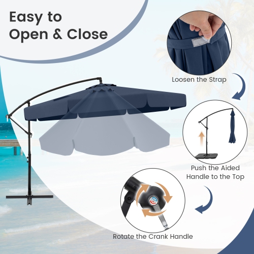 Gymax 10FT Offset Hanging Umbrella Patio Cantilever Umbrella w/ Easy Tilt Adjustment