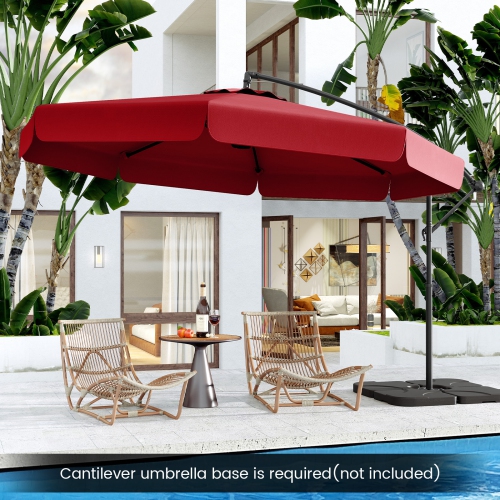Gymax 10FT Offset Hanging Umbrella Patio Cantilever Umbrella w/ Easy Tilt Adjustment