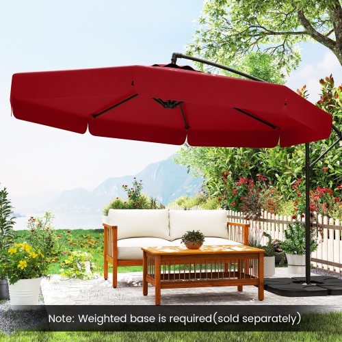 Gymax 10FT Offset Hanging Umbrella Patio Cantilever Umbrella w/ Easy Tilt Adjustment