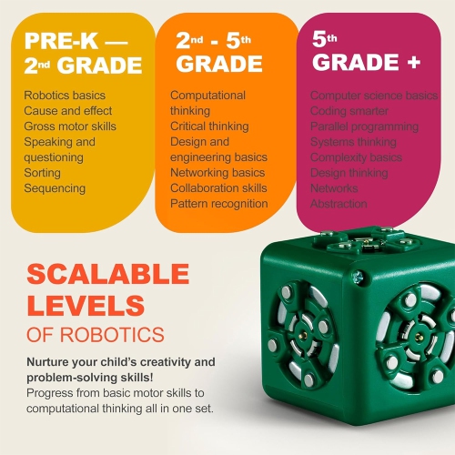 Modular Robotics Robot Blocks with 5 Robot Cubes - Cubelets Discovery Set for Home Robotics Kit - STEM Kits for Teens & Kids Aged 4+ - Science