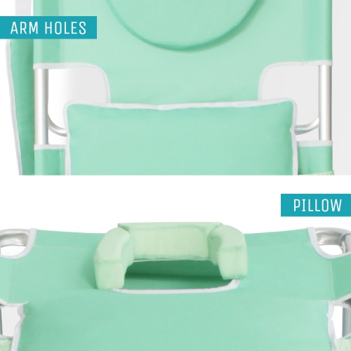 Ostrich Deluxe – Chaise longue de plage extérieure légère 3N1 avec repose-pieds, sarcelle