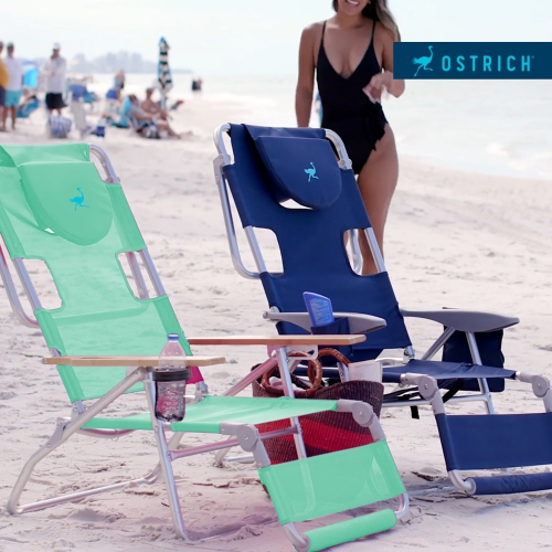 Ostrich Deluxe – Chaise longue de plage extérieure légère 3N1 avec repose-pieds, sarcelle