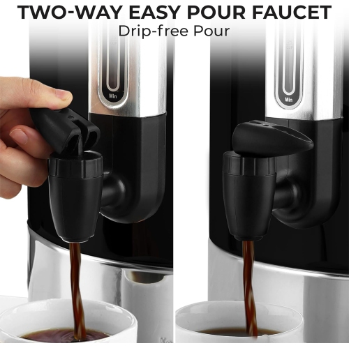 Zulay Commercial Coffee Urn 50 Cup – Stainless Steel Percolator with Twist-Lock Lid, Quick Brew, Keep-Warm Mode – Black