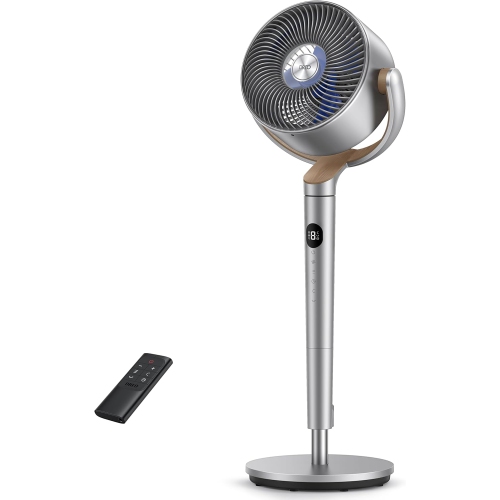Dreo 23dB Silent Standing Fan - Omni-Directional Oscillating Fan with Remote, Adjustable Height, 8 Speeds, 3 Modes, 80 ft Air Circulation, 8H Timer