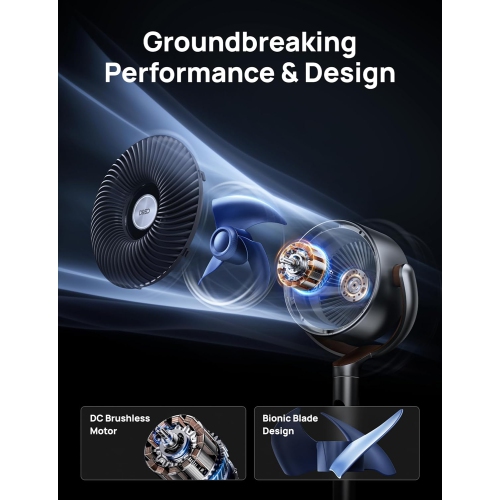 Dreo 23dB Silent Standing Fan - Omni-Directional Oscillating Fan with Remote, Adjustable Height, 8 Speeds, 3 Modes, 80 ft Air Circulation, 8H Timer
