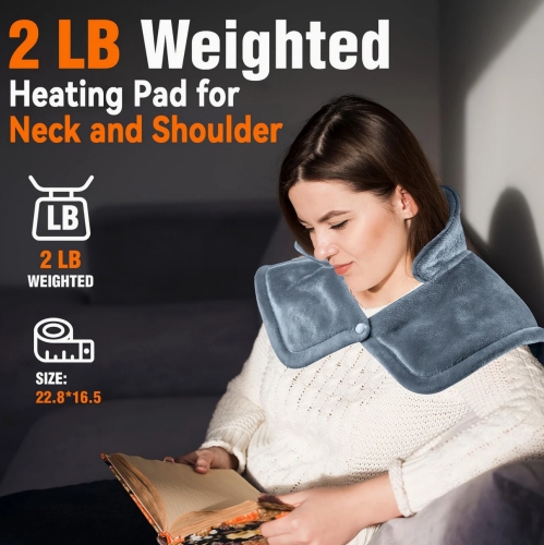 Coussin chauffant pour le cou et les épaules, coussin chauffant électrique lesté pour le dos 6 réglages de chaleur 4 minuteries d'arrêt automatique.