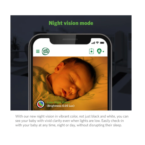 Veilleuse Wi-Fi 1080p Remote Access de LeapFrog pour interphone de surveillance vidéo panoramique et inclinable à 360 degrés, vision nocturne en