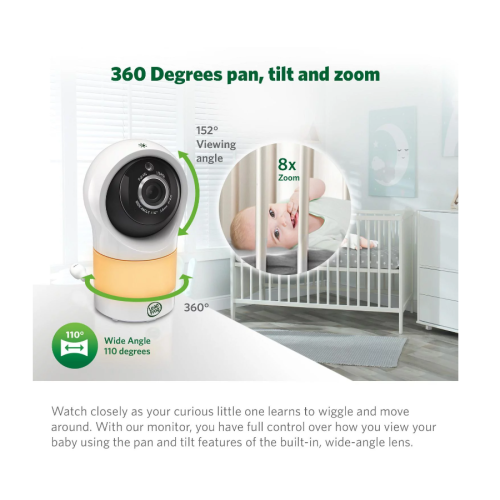 Veilleuse Wi-Fi 1080p Remote Access de LeapFrog pour interphone de surveillance vidéo panoramique et inclinable à 360 degrés, vision nocturne en