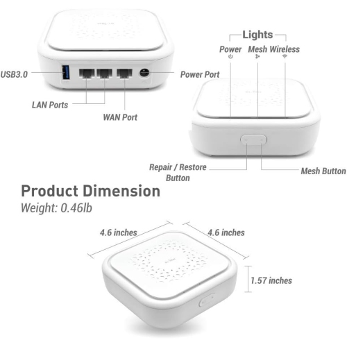 GL.iNet GL-B1300 Home AC Gigabit VPN Router, 400Mbps(2.4GHz)+867Mbps(5GHz) High Speed, DDR3L 256MB RAM/32MB Flash ROM