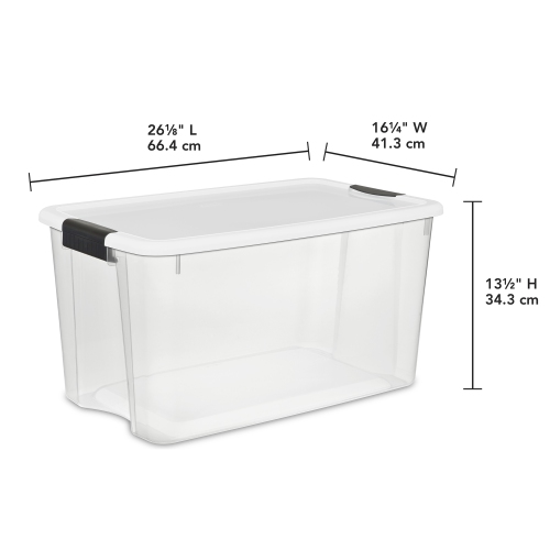 Sterilite 70 Qt Clear Plastic Stackable Storage Bin with Latching Lid,