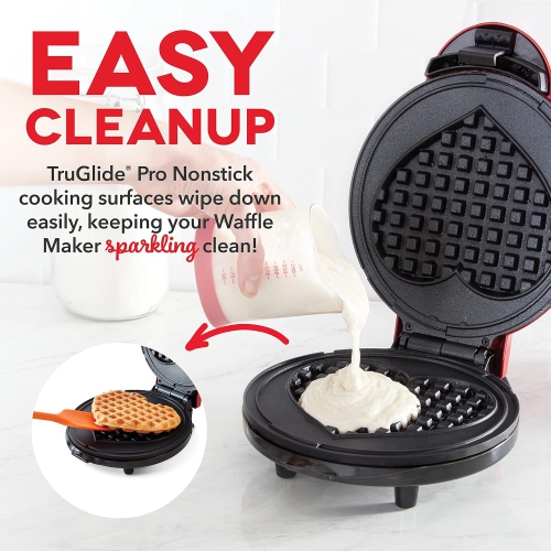 DASH Express 8” Waffle Maker - Heart Shaped Waffles, Paninis, Hash Browns, and More, Non-Stick Surfaces, Compact and Portable