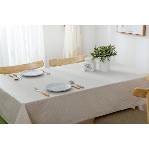 PANDACO Beige Striped Cotton Table Cloth