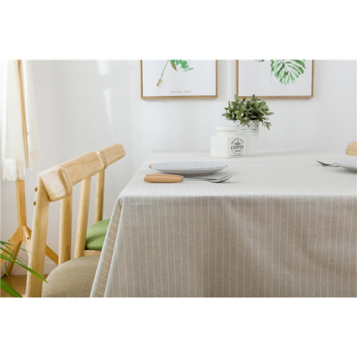PANDACO Beige Striped Cotton Table Cloth