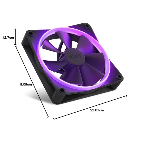 NZXT F120 RGB Fans - RF-R12TF-B1 - Advanced RGB Lighting Customization - Whisper Quiet Cooling - Triple Pack - 120mm Fan - Black