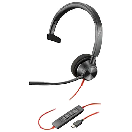 Casque d'écoute à suppression du bruit Poly Blackwire 3200 de HP - Noir