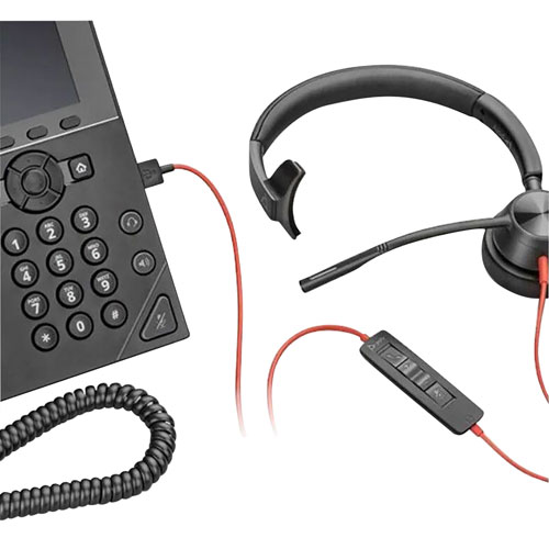 Casque d'écoute à suppression du bruit Poly Blackwire 3200 de HP - Noir