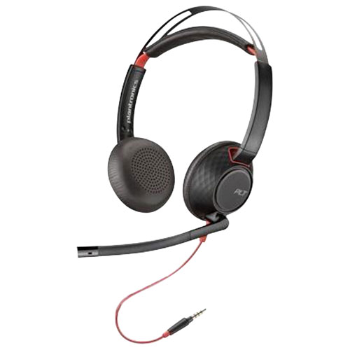 Casque d'écoute à suppression du bruit Poly Blackwire 5200 de HP - Noir