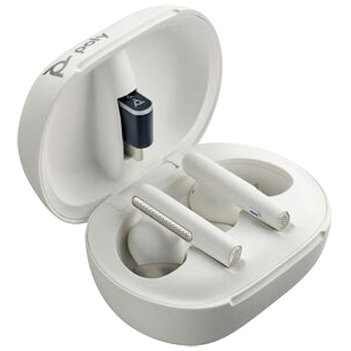 Écouteurs boutons intra-auriculaires 100 % sans fil à suppression du bruit Poly de HP - Sable blanc