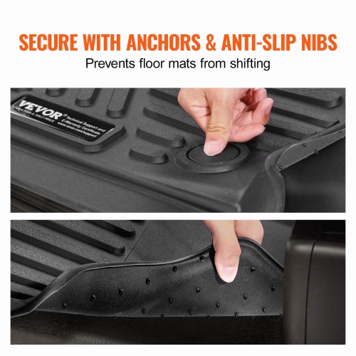 VEVOR Automotive Floor Mats, Fits Dodge Ram 1500/2500/3500, Crew Cab Only 1500 Classic 2013-2018/2019-2022, 3 pcs Front and 2nd Row Liners,TPE