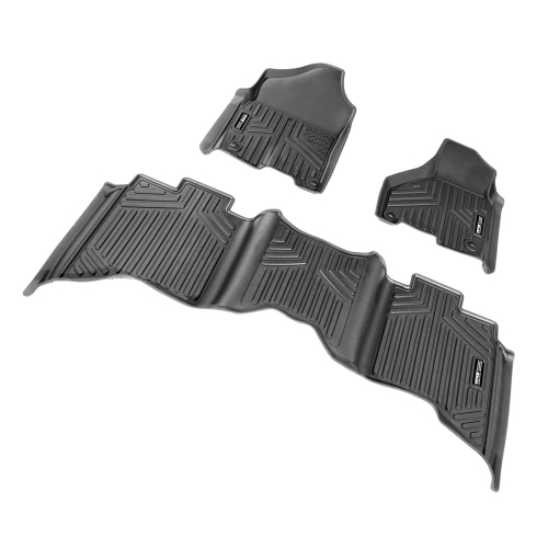 VEVOR Automotive Floor Mats, Fits Dodge Ram 1500/2500/3500, Crew Cab Only 1500 Classic 2013-2018/2019-2022, 3 pcs Front and 2nd Row Liners,TPE