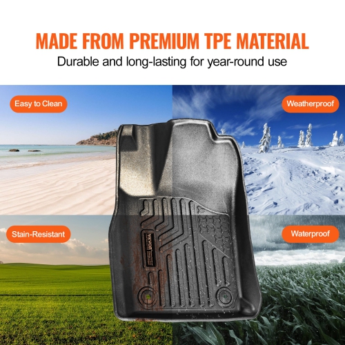 VEVOR Automotive Floor Mats, Fits for Dodge Durango / Jeep Grand Cherokee 2016-2024 / 2016-2021, 3 pcs Front and 2nd Row Liners, All Weather Custom