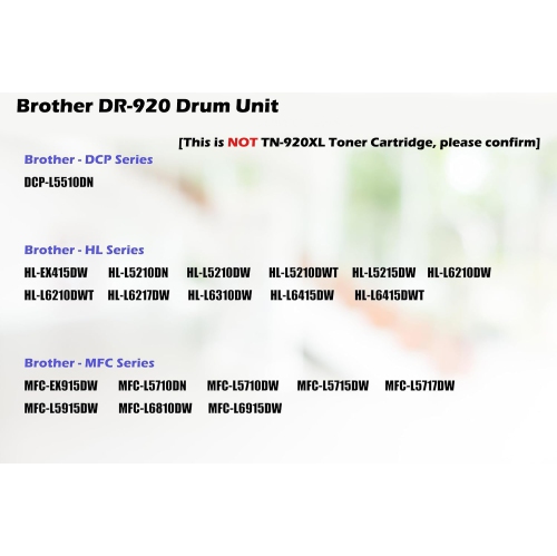 Ultra Toner® Brother TN-920XL Toner Cartridge & DR-920 Drum Unit TN920 TN-920 HL-L2405W HL-L2460DW DCP-L2640DW MFC-L2820DW