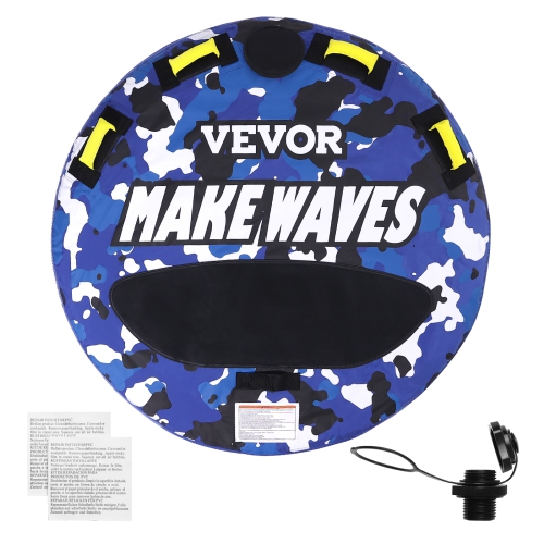 VEVOR  51.8" Towable Tube for Boating, 1-2 Riders Inflatable Boat Tubes And Towables, 340 Lbs, Round Water Sport Towable Tube for Boat to Pull, Full