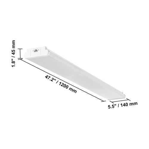 VEVOR 4FT LED Wraparound Light, 50W, 5500LM Flush Mount LED Shop Light, 3000K/4000K/5000K Adjustable LED Kitchen Ceiling Lighting Fixtures for Garage