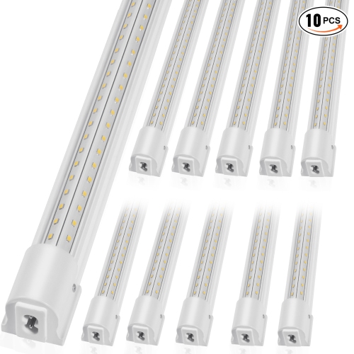 VEVOR  8 Ft10 Pack Led Shop Light, 80W Linkable Shop Light Fixture, 10000 Lm Ceiling Lights 59 In Power Cords \w On/off Switch Mounting Accessories