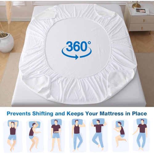 Twin Mattress Protector, 100% Waterproof Mattress Cover Twin Size Bed, 3D Air Fabric Cooling Twin Mattress Pad Fitted 8-21" Deep Pocket, Soft