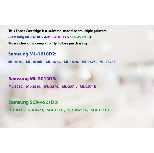 Ultra Toner® Compatible Samsung ML-2010 ML-1610 Black Toner SCX-4521 ML-1610 ML-1610R ML-1615 1620 1625 1625R ML-2010 2510 2570 2571 2571N SCX-4321